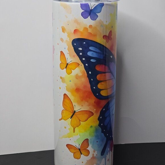 Rainbow Butterflies 20 oz Tumbler - Picture 2 of 4